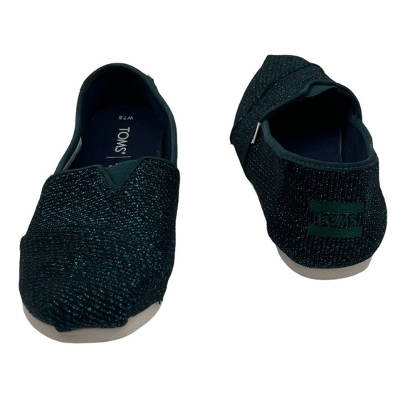 Toms Blue Green Slip On Flats Size 7.5 Women's - Picture 1 of 10